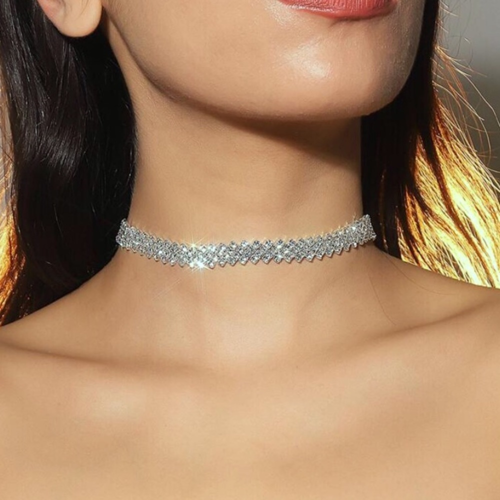 New Vintage Style Crystal Rhinestone Choker Necklace - Picture 12 of 16